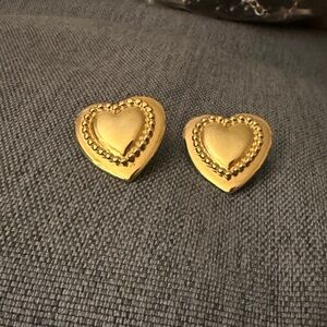 Shiny Gold Tone Heart Within a Heart Shaped Earrings with Post Backing.
